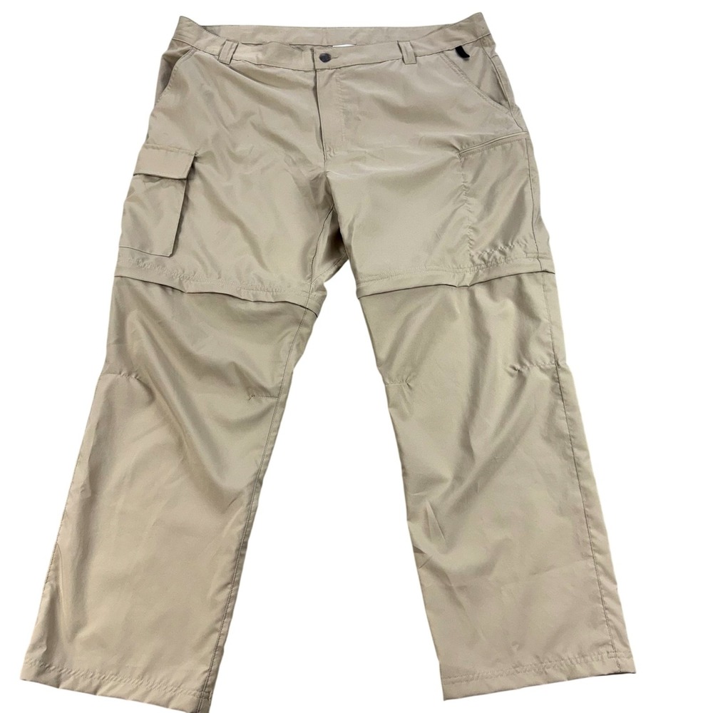 Columbia Omni-Shade Pants Mens 42x30 Beige Hiking Cargo Convertible Outdoor